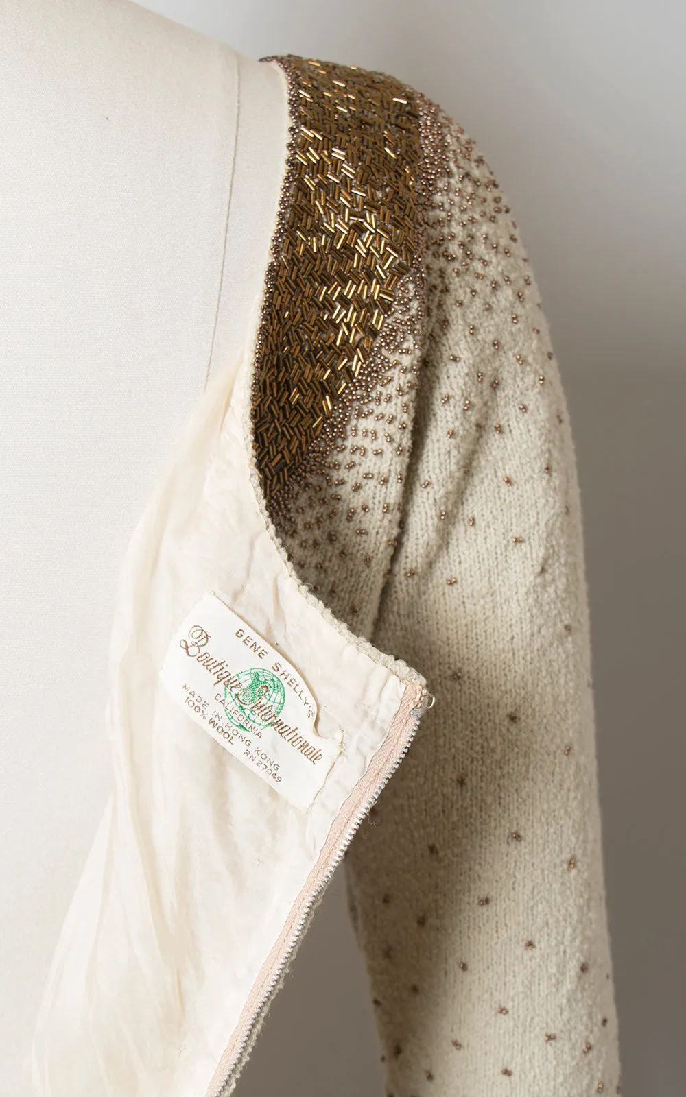 1950s Gene Shelly Beaded Knit Wool Dress | medium/large