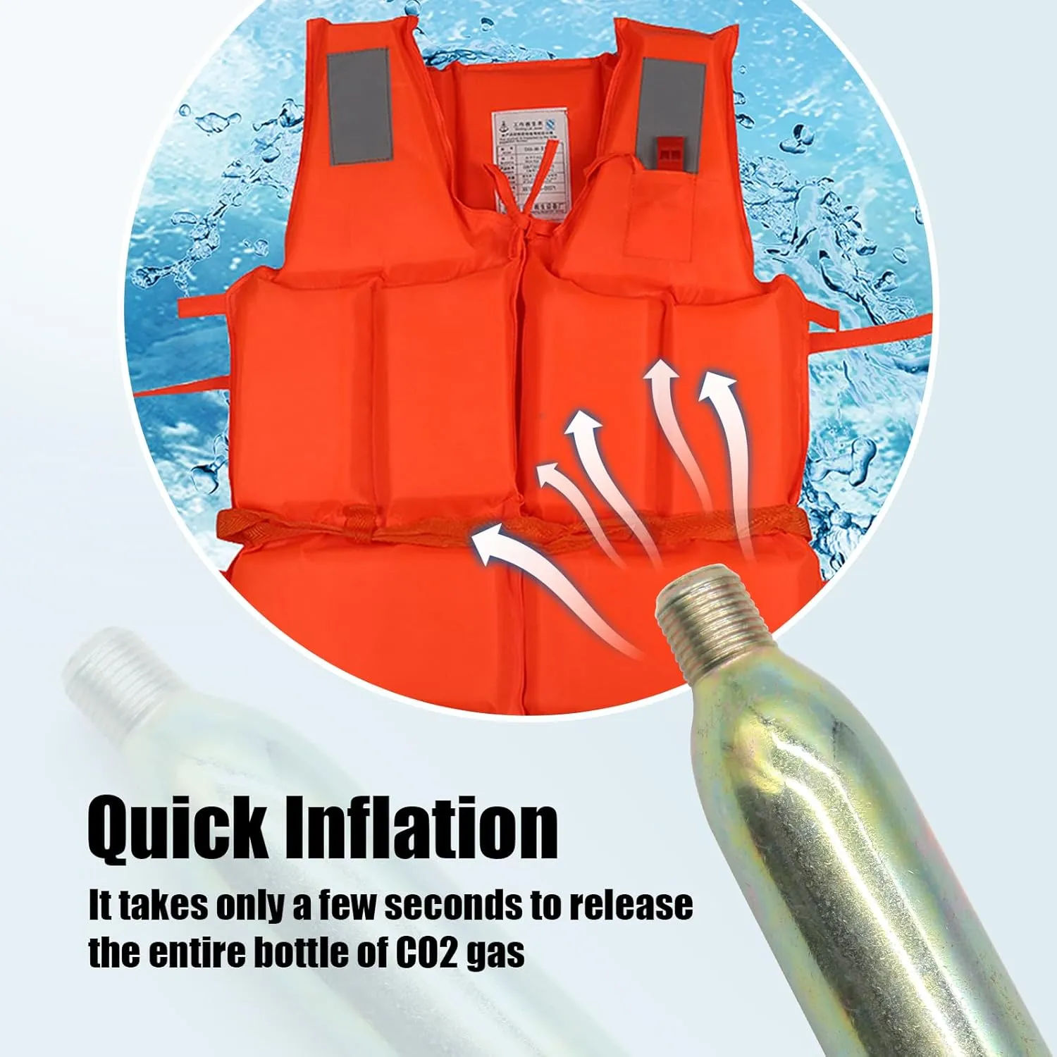 24 Gram CO2 Cartridge for Life Vest, Auto/Manual PFD Life Jacket Rearming Kit, Metal Cartridge for Life Jacket CO2 Cartridges, 24 Gram Co2 Cartridge 1/2 Thread for Life Jacket
