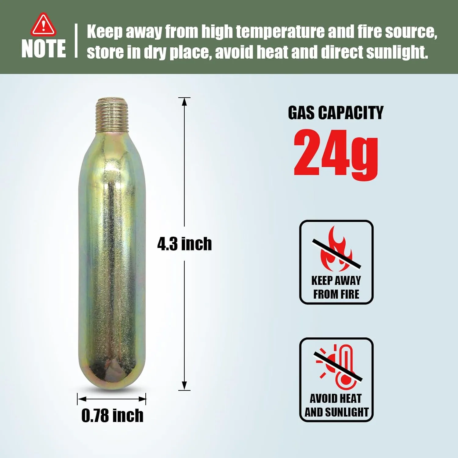 24 Gram CO2 Cartridge for Life Vest, Auto/Manual PFD Life Jacket Rearming Kit, Metal Cartridge for Life Jacket CO2 Cartridges, 24 Gram Co2 Cartridge 1/2 Thread for Life Jacket