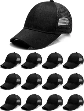 24 Pack Sublimation Blank Trucker Hats Bulk Mesh Black Baseball Caps Adjustable for Men Women Teen Sport DIY Custom