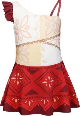 3-7Y Girls Princess Swimsuit, Toddlers Bathing Suit 1 Piece Swimwear Aurora UPF 50  Swimming Suit with Skirt for Toddler