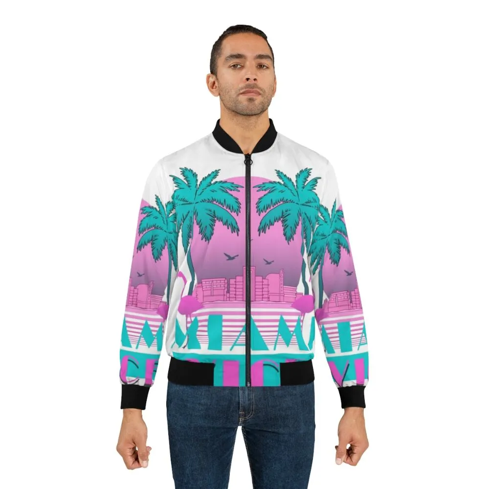 80s Miami Vice Retro Bomber Jacket