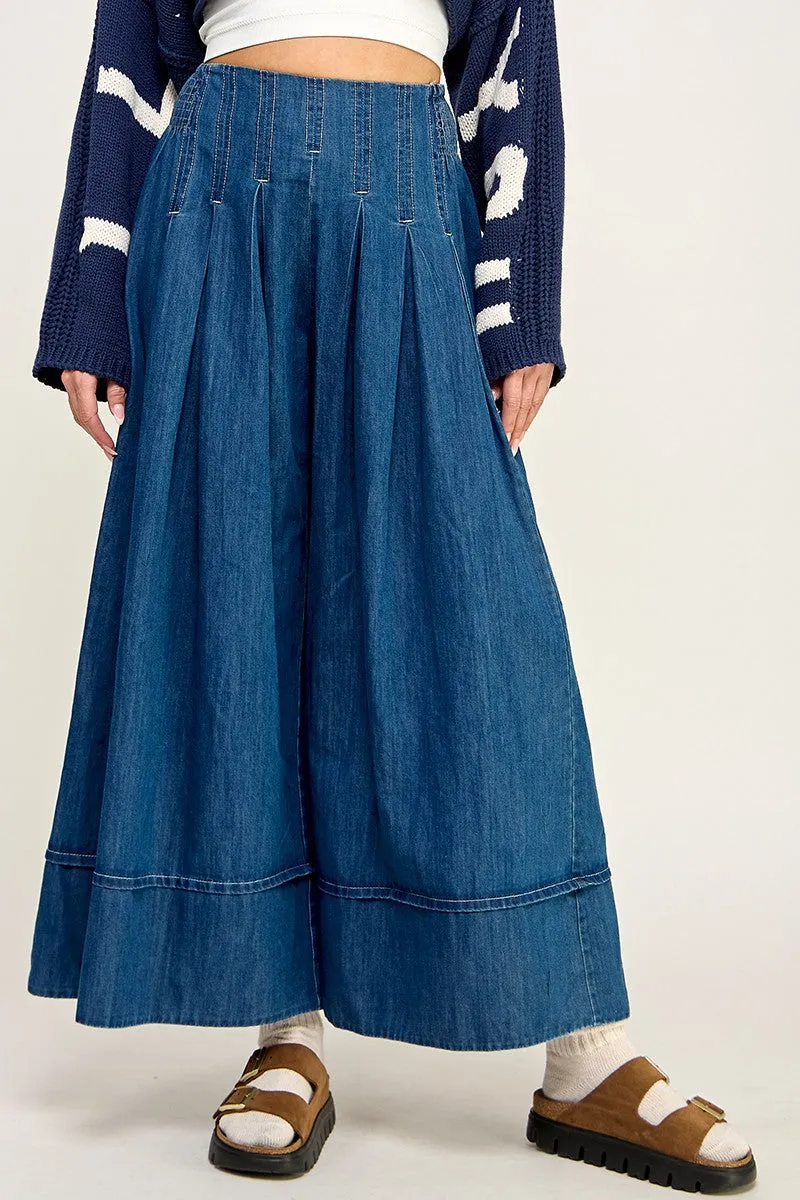 A Line Flared Denim Pants