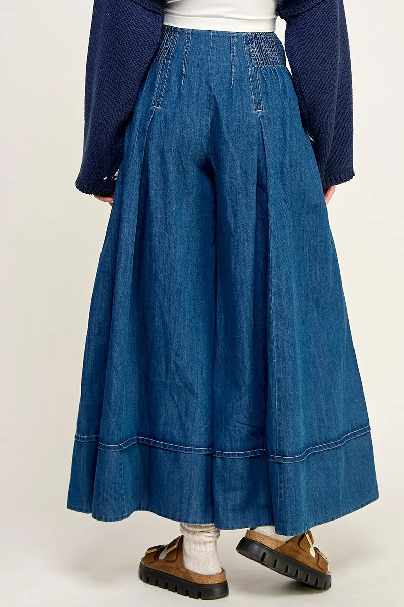 A Line Flared Denim Pants