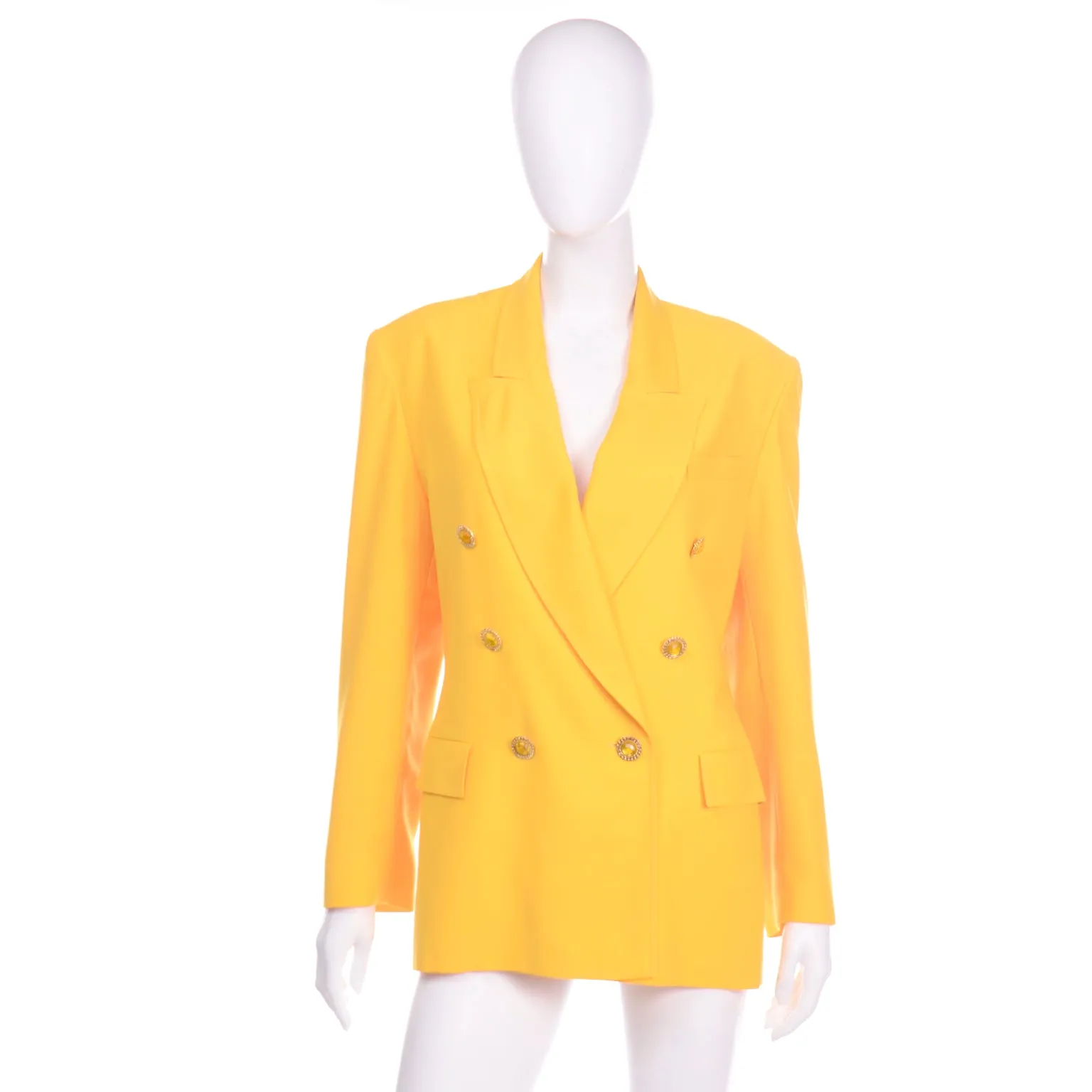 Accento Italy Yellow Wool Oversized Blazer Jacket