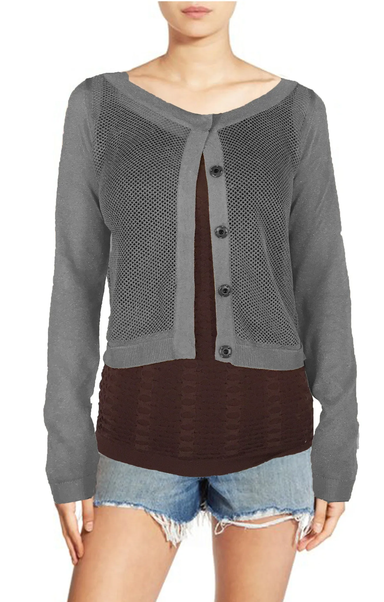 ASHORE WOMENS SPARKLING NET SHORT CARDIGANS