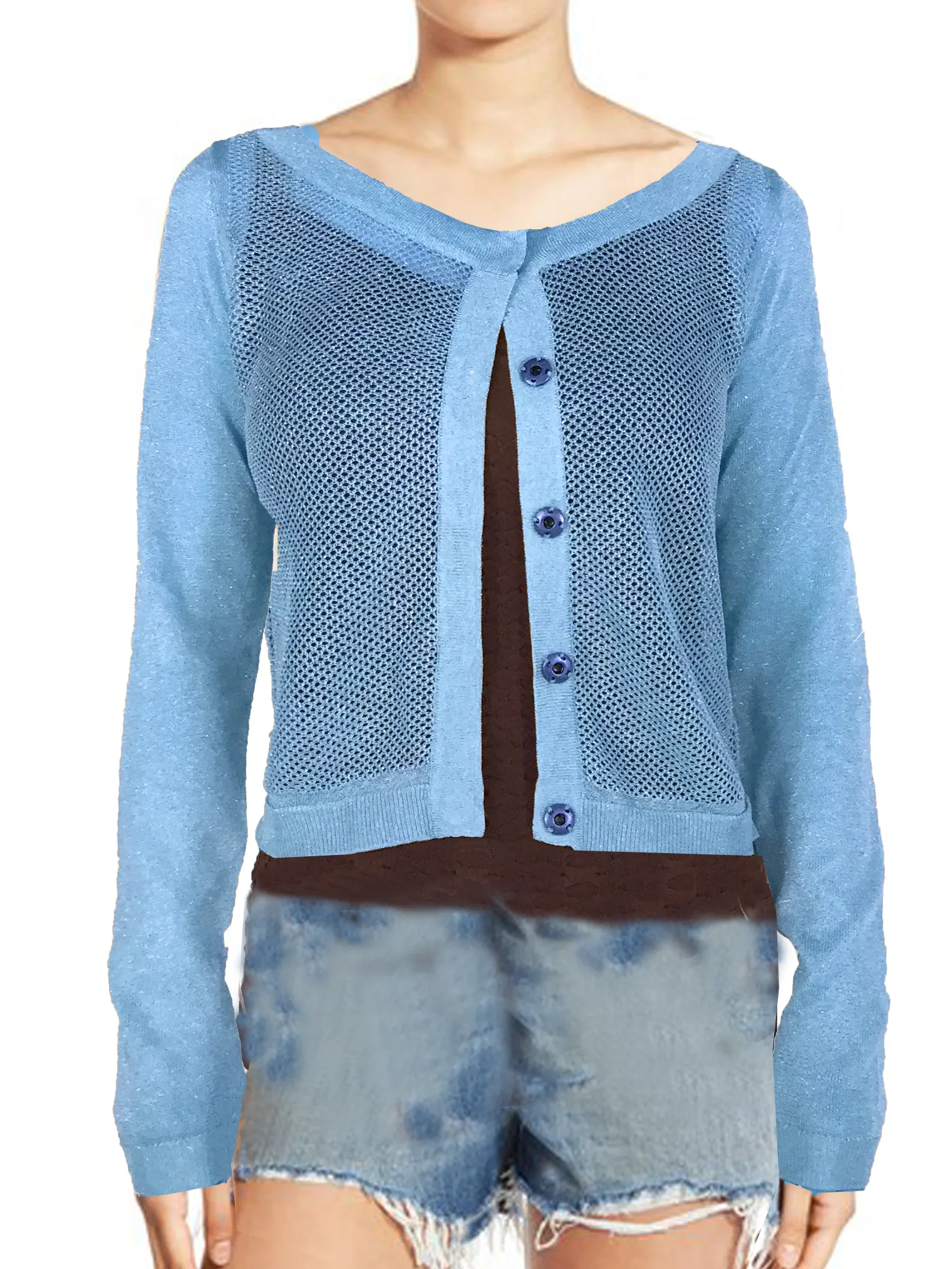 ASHORE WOMENS SPARKLING NET SHORT CARDIGANS