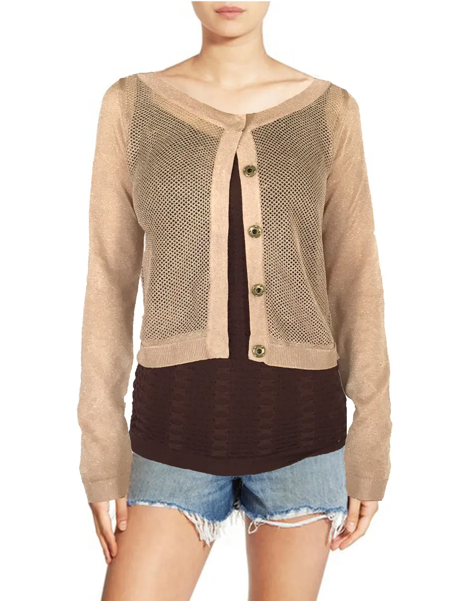 ASHORE WOMENS SPARKLING NET SHORT CARDIGANS