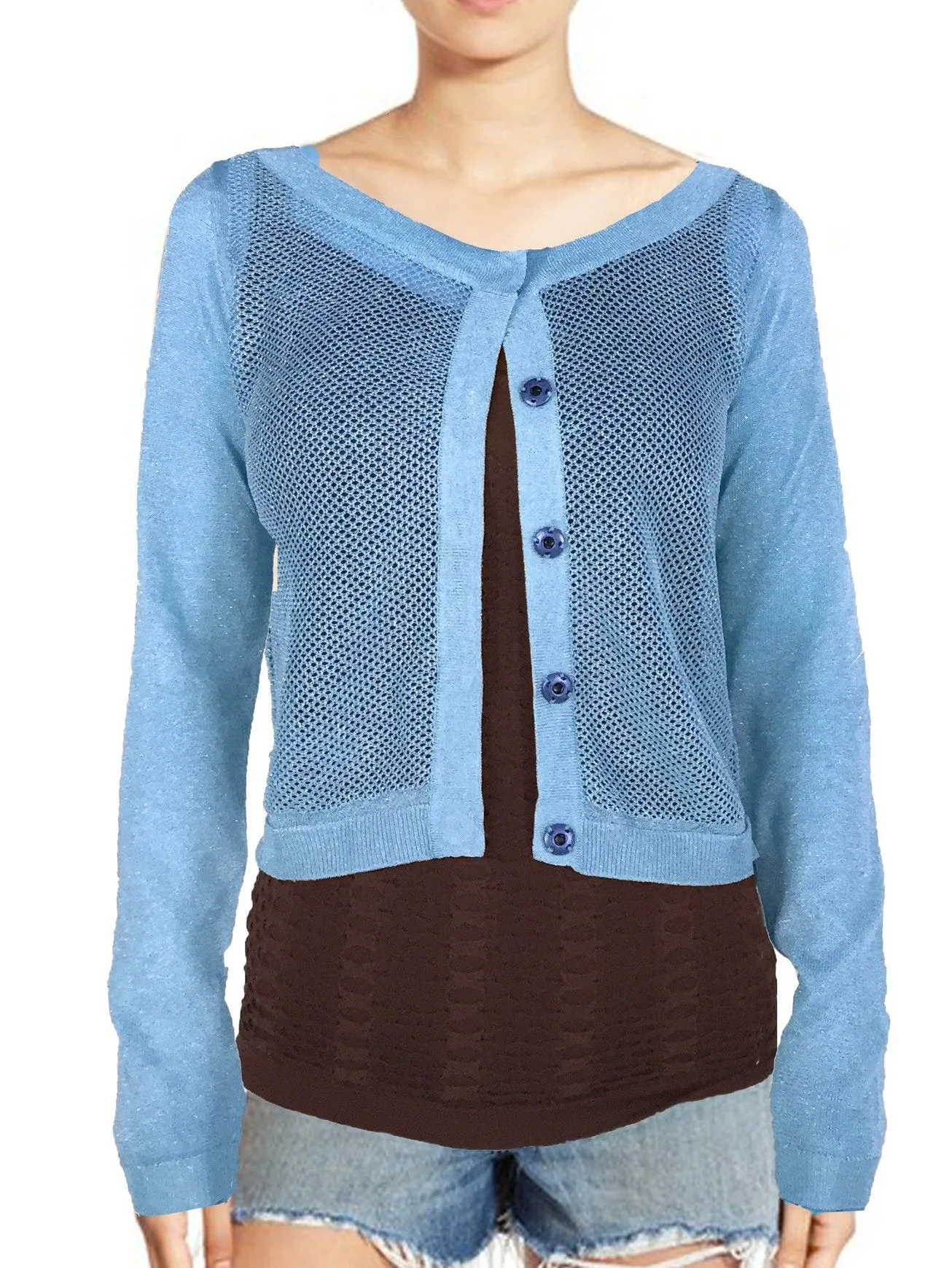ASHORE WOMENS SPARKLING NET SHORT CARDIGANS