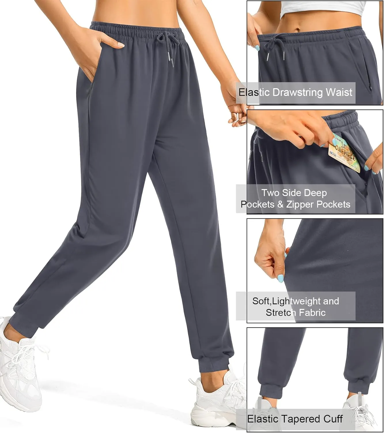 ASIMOON Women's Yoga Pants Soft Comfy Stretch Loose Straight Casual Athletic Pants Running Workout Lounge Pants with Pockets
