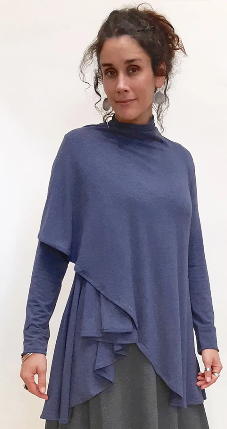 Bamboo Princess Wrap Cardigan Heather Lake Blue - XL