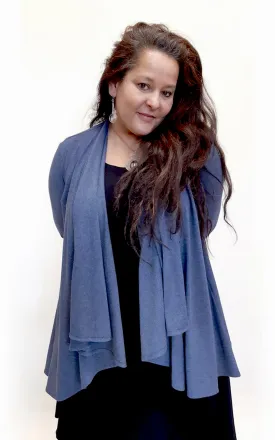 Bamboo Princess Wrap Cardigan Heather Lake Blue - XL