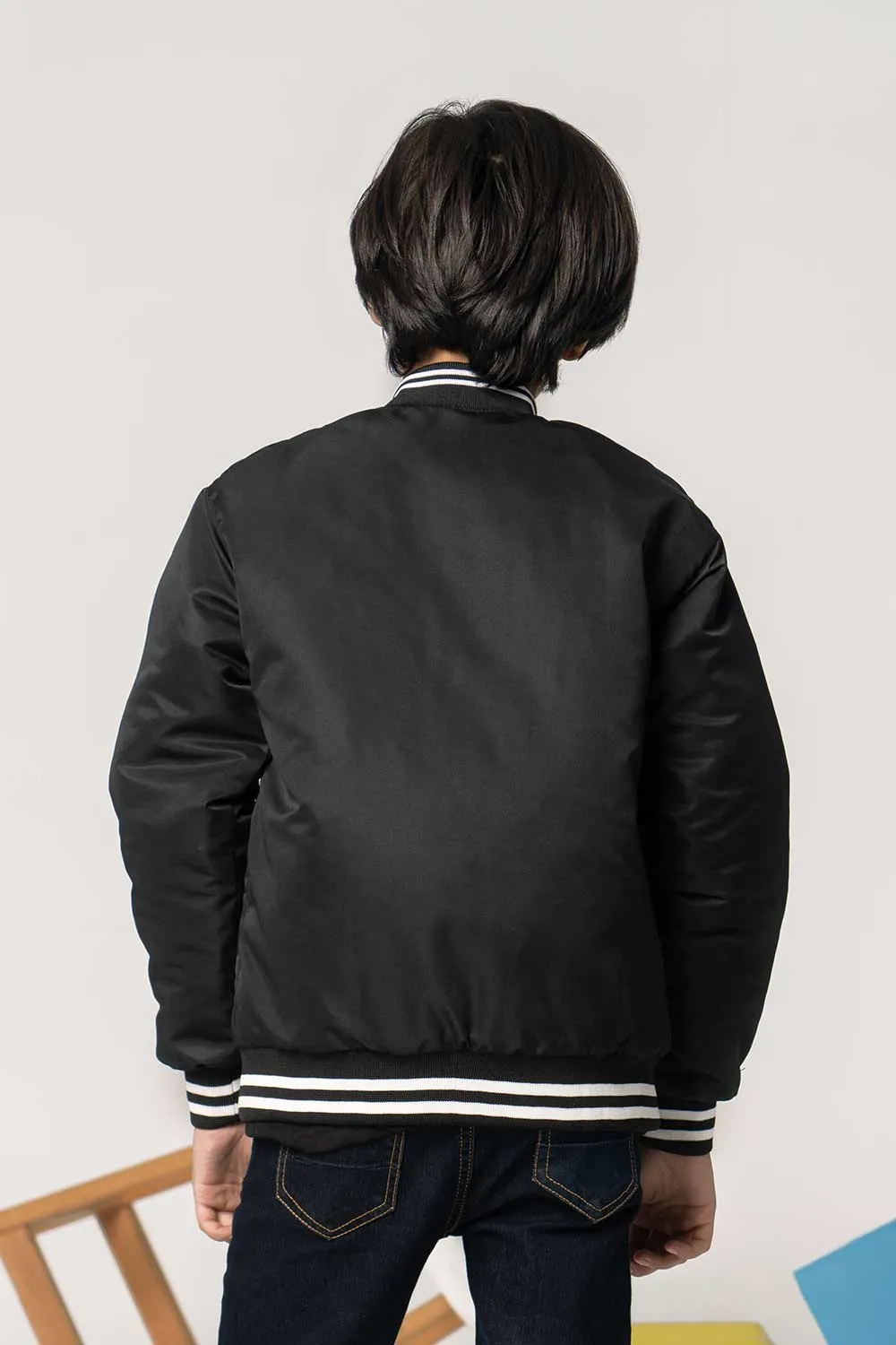 Black Tipped Bomber Jacket - Boys