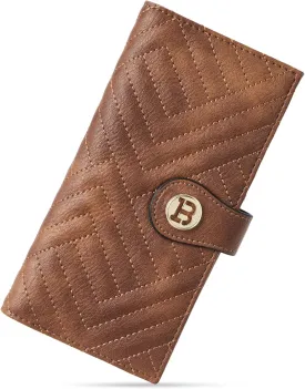 BOSTANTEN Slim Wallet Women Leather RFID Blocking Credit Card Holder Bifold Thin Wallet with Zipper Pocket Brown