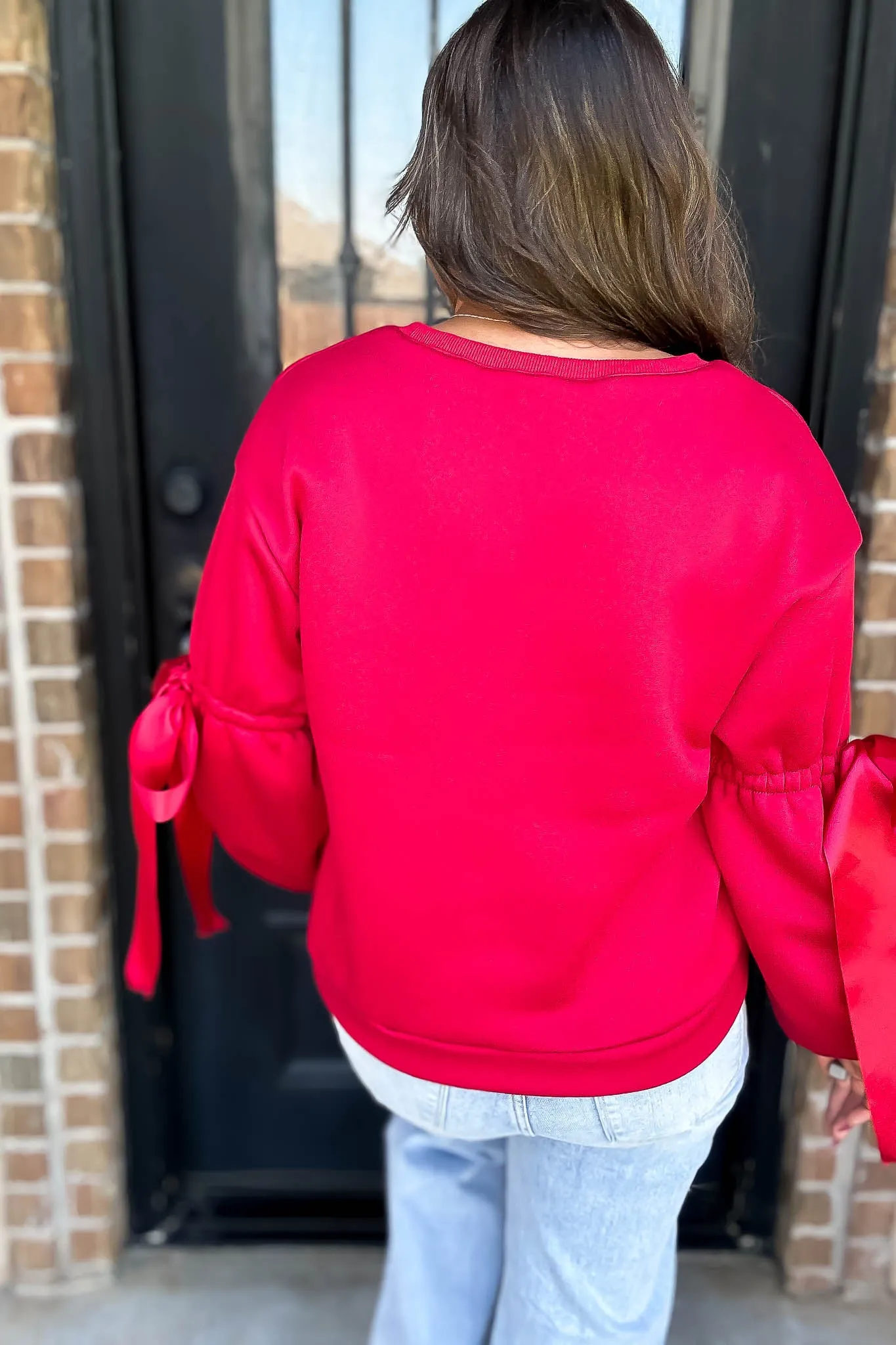 Bow Detail Red Sweatshirt