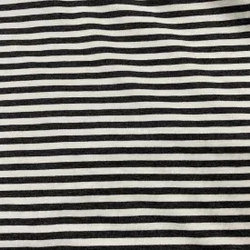 Charcoal Heather and Ivory 4mm Stripes on Bamboo/Spandex Jersey Fabric