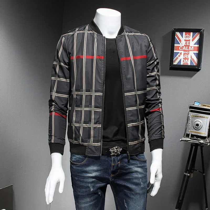 Check Plaid Pattern Print Men Bomber Jacket