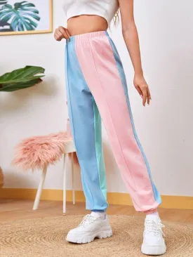 Colorblock Seam Front Sweatpants