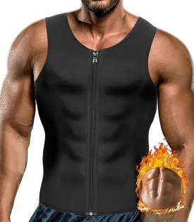 CORATED Men Sauna Vest Sweat Waist Trainer Zipper Hot Neoprene Tank Top Corset Compression Body Shaper Sauna Shirt Workout
