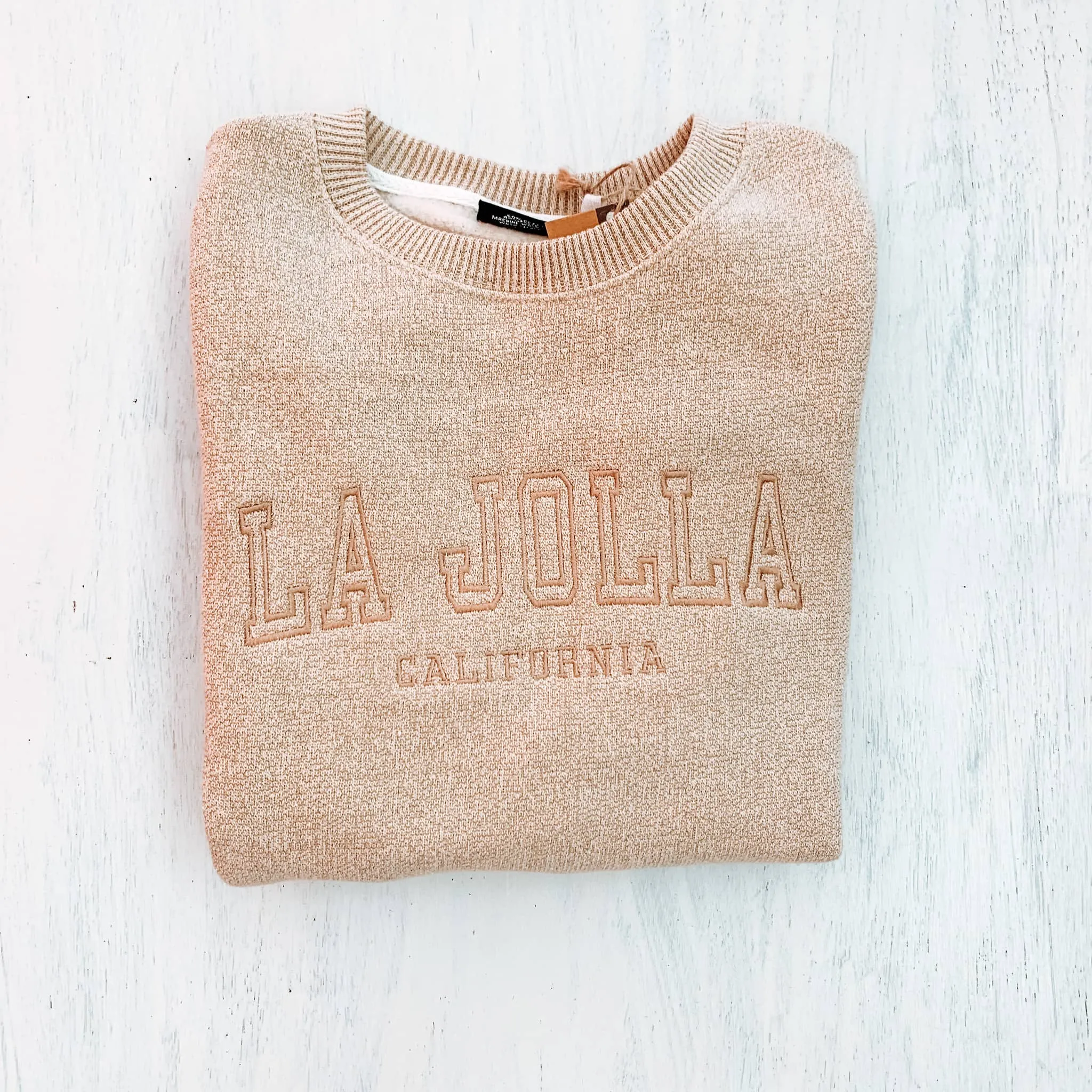CREWNECK SWEATSHIRT with LA JOLLA CALIFORNIA embroidery (oat/beige)