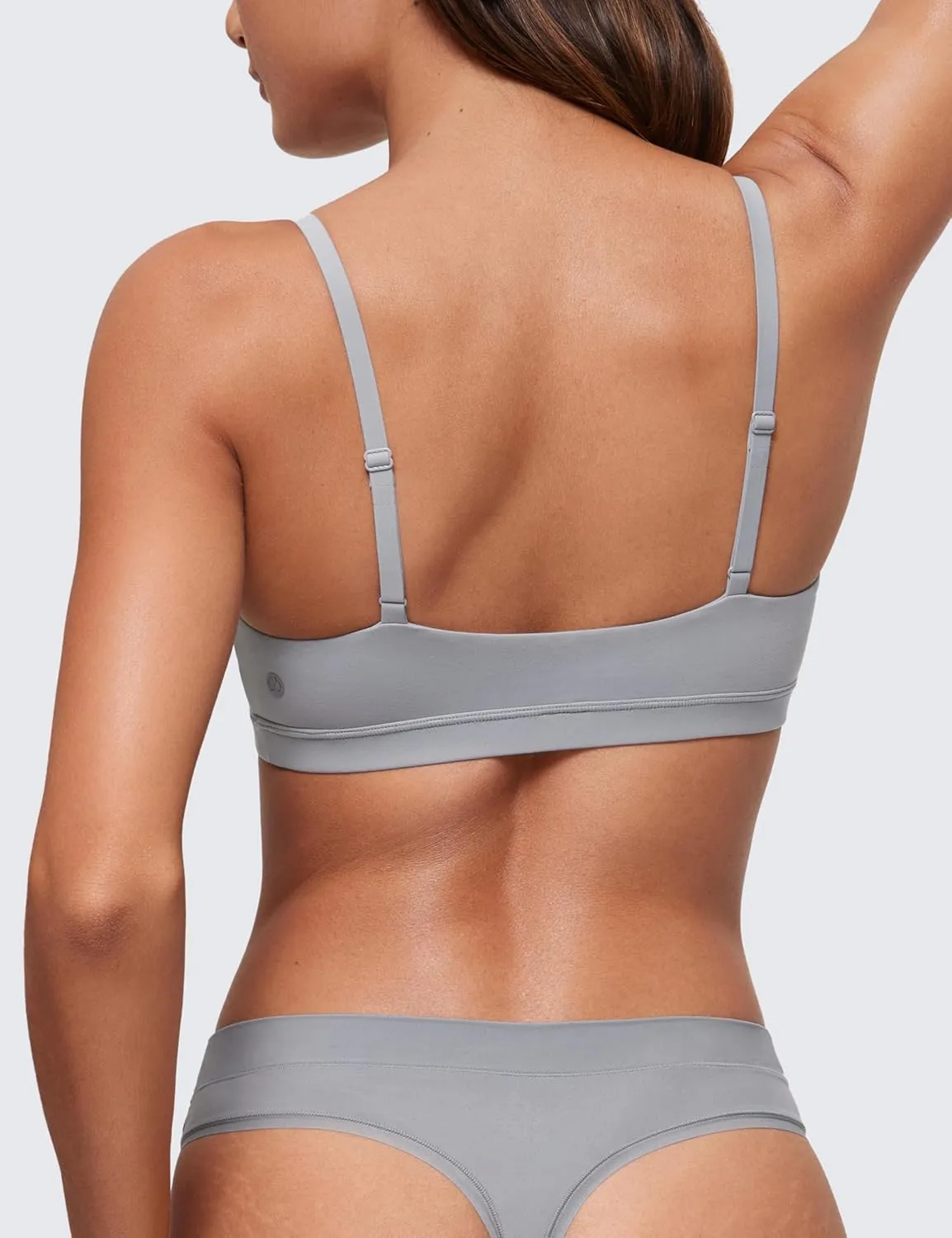 CRZ YOGA Softhold Women's Double Lined Bralettes - Scoop Neck Adjustable Straps Unlined Cami Wireless T-Shirt Everyday Bra