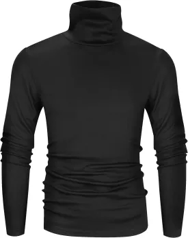 Derminpro Men's Slim Fit Soft Turtleneck Long Sleeve Pullover Lightweight T-Shirt