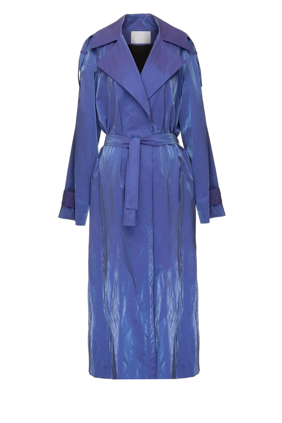 Dudana Blue Jeans Leather Trench Coat
