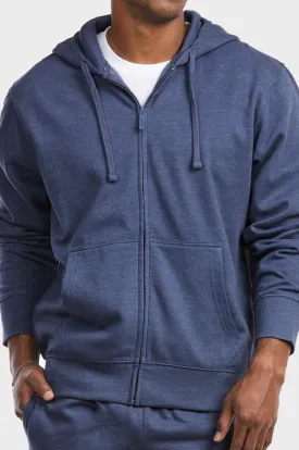 ET TU Men's Full Zip Up Lightweight Cotton Blend Fleece Hoodie Sweatshirt