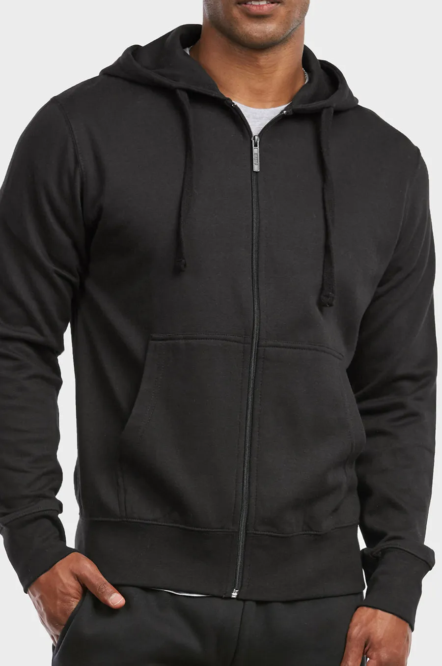 ET TU Men's Full Zip Up Lightweight Cotton Blend Fleece Hoodie Sweatshirt