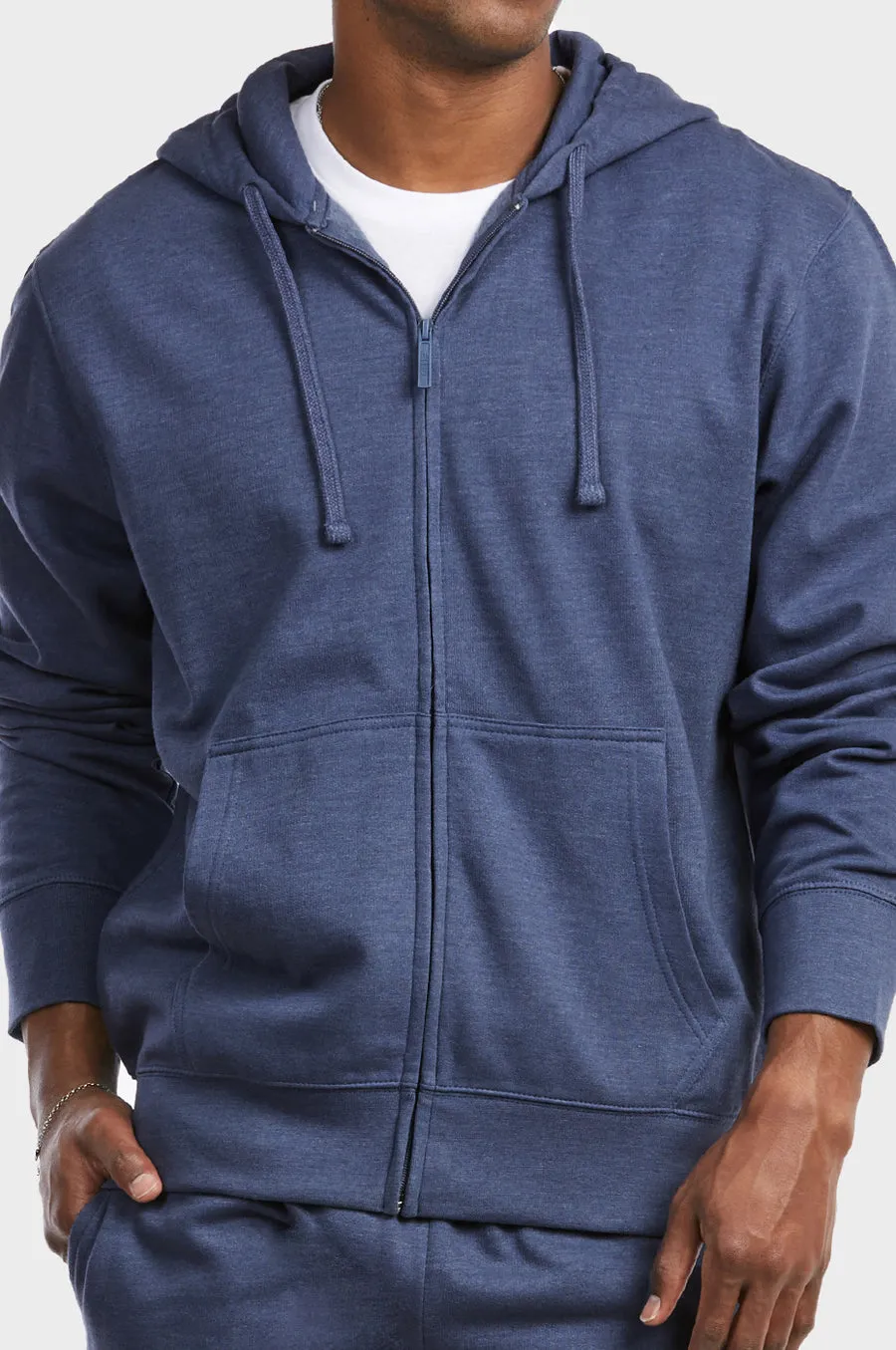 ET TU Men's Full Zip Up Lightweight Cotton Blend Fleece Hoodie Sweatshirt