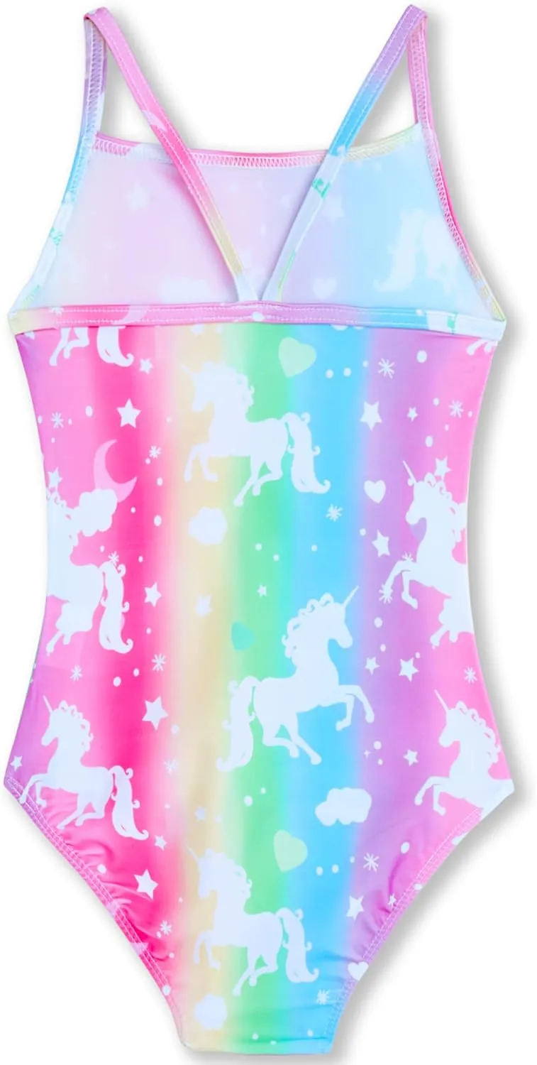 Girls Swimsuits One-Piece Bathing Suits Multicolor Kids Sport Summer Beach Swimwear for 2-10 Years Old
