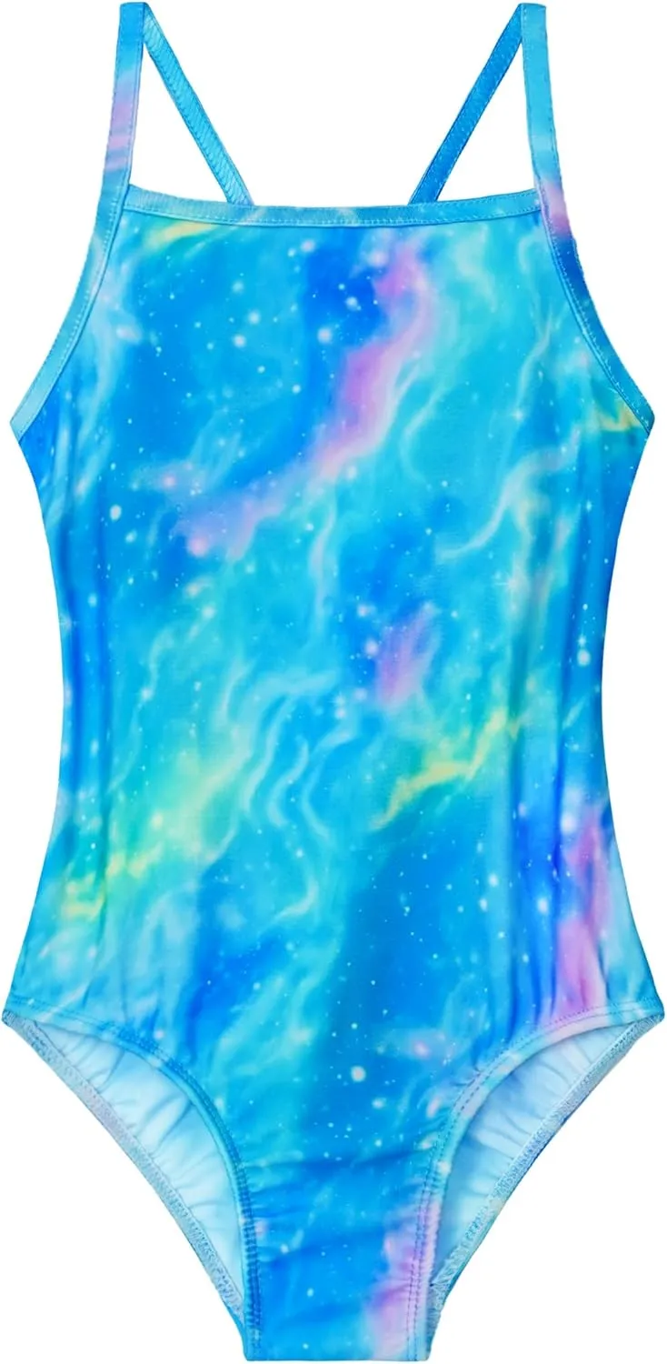Girls Swimsuits One-Piece Bathing Suits Multicolor Kids Sport Summer Beach Swimwear for 2-10 Years Old