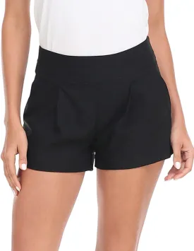 HDE Women's Dress Shorts 3" Inseam Elastic High Waisted Dressy Summer Shorts