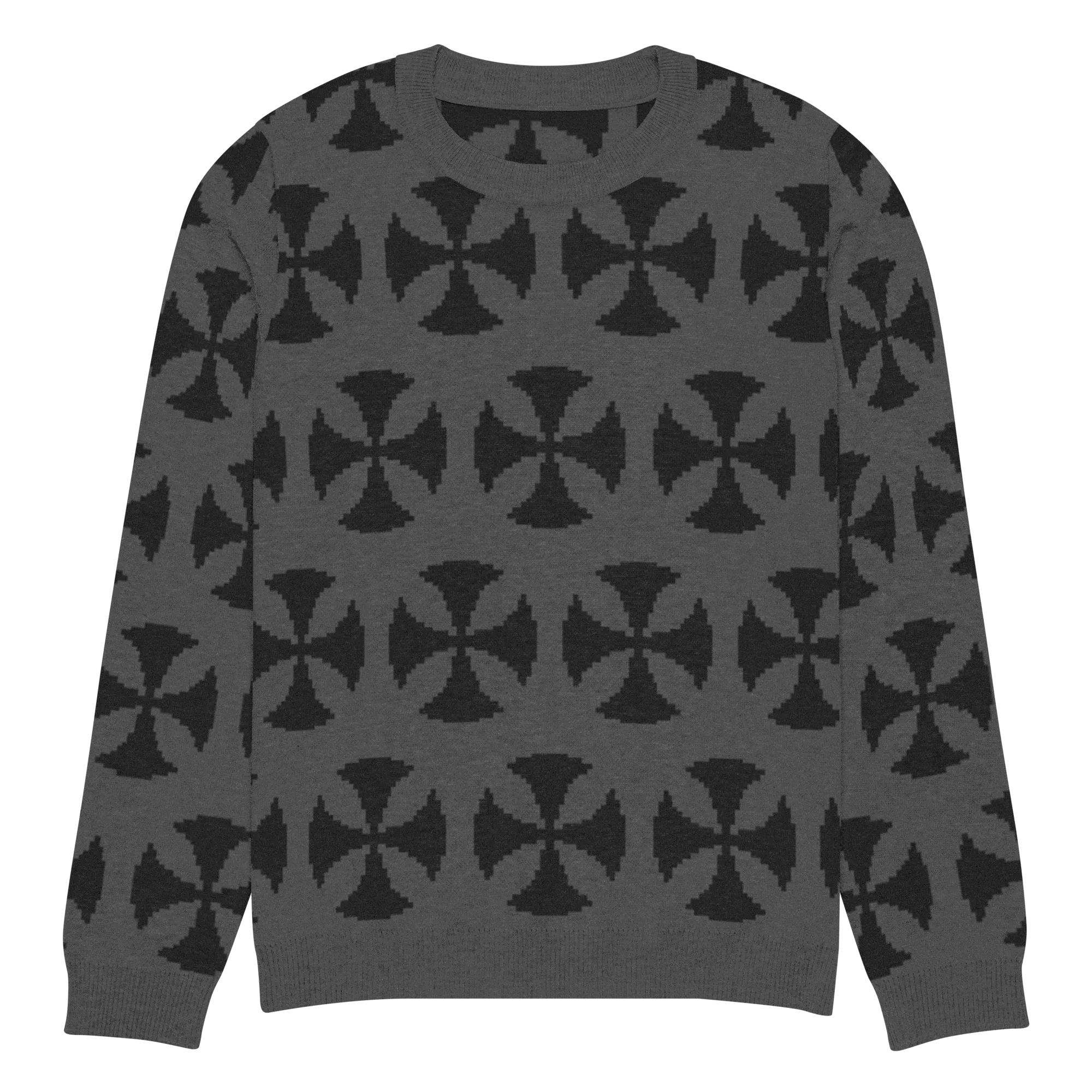 Hominus Gray Vintage Crosses Pattern Knit