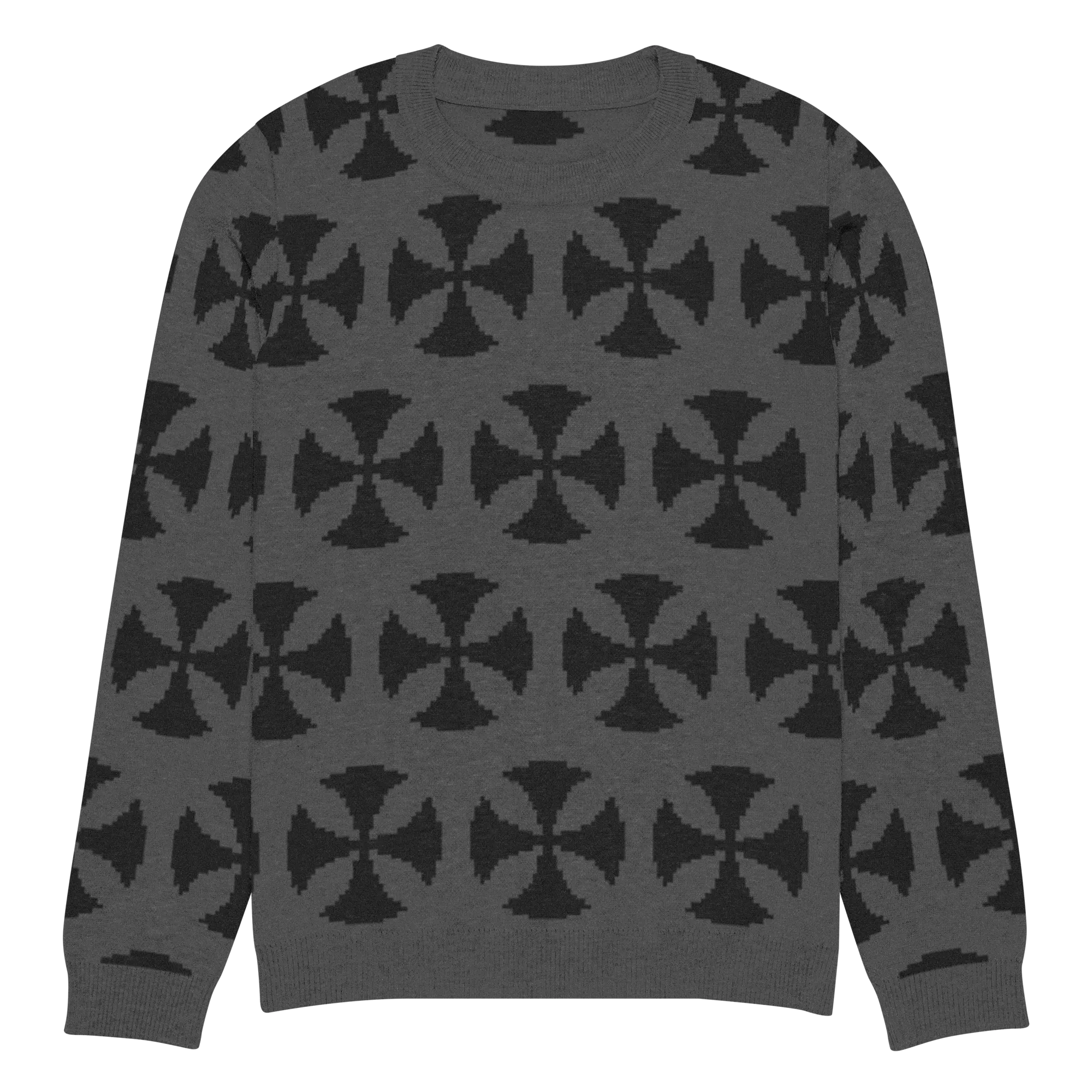Hominus Gray Vintage Crosses Pattern Knit