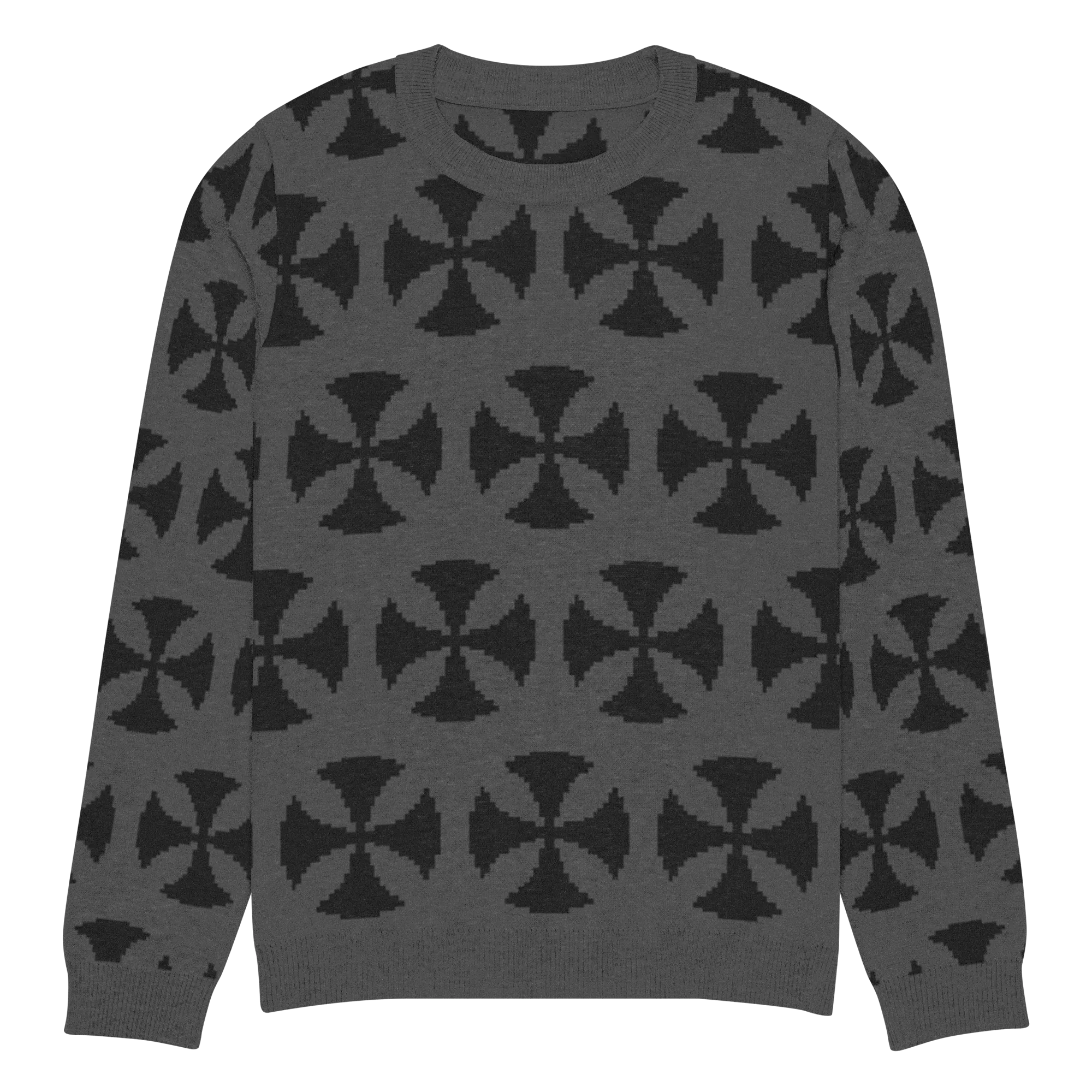 Hominus Gray Vintage Crosses Pattern Knit
