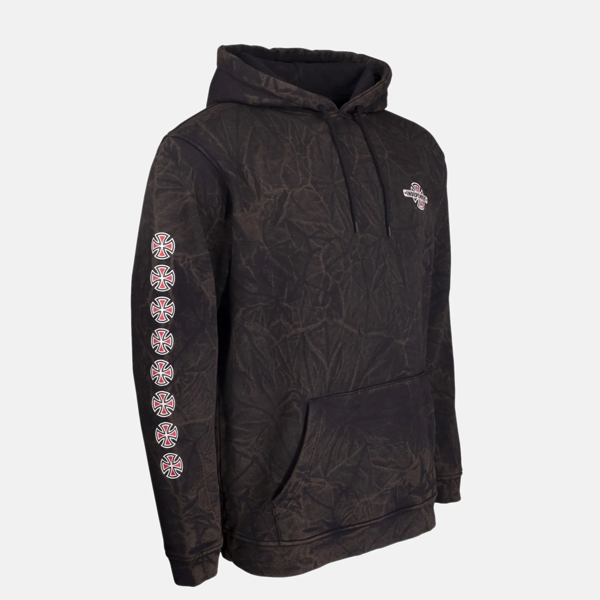 Independent Trucks - Vintage Bar Cross Pullover Hooded Sweatshirt - Mineral Wash Black