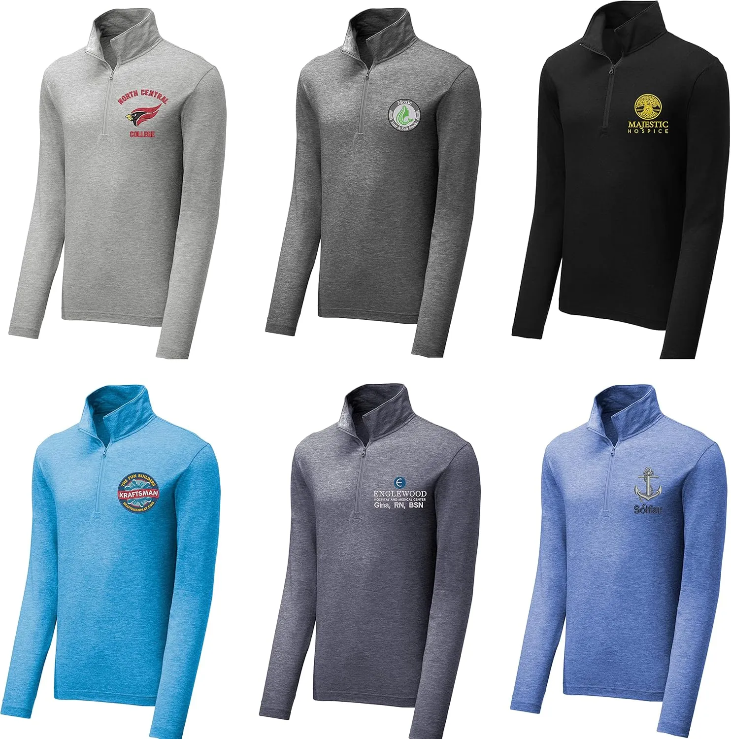 INK STITCH Men ST407 Custom Design Your Own Text logo Stitching Posicharge Tri Blend 1/4 Zip Pullover