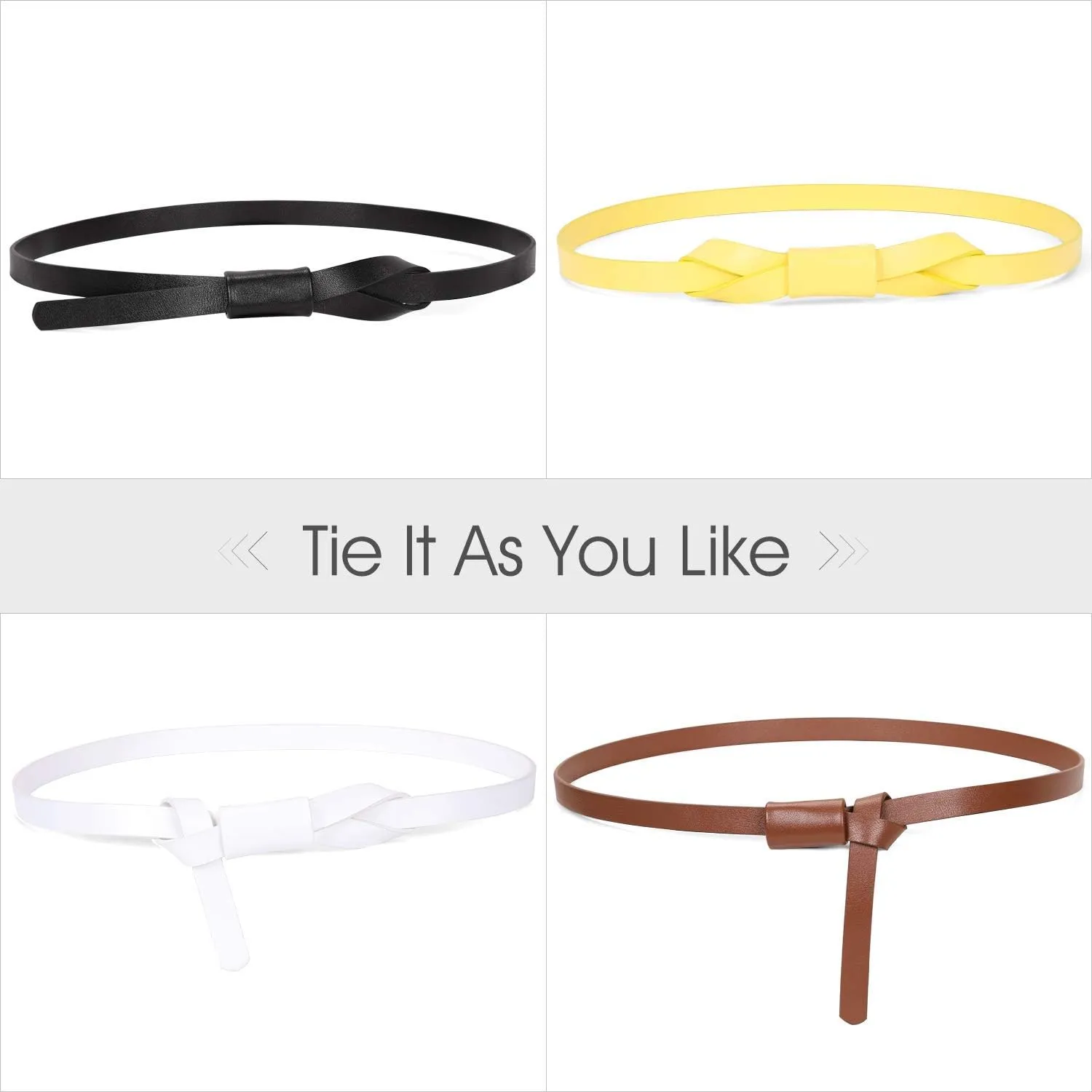 JASGOOD Women PU Leather Skinny Belt for Dress Adjustable Thin Waist Belt for Lady