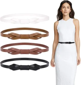 JASGOOD Women PU Leather Skinny Belt for Dress Adjustable Thin Waist Belt for Lady