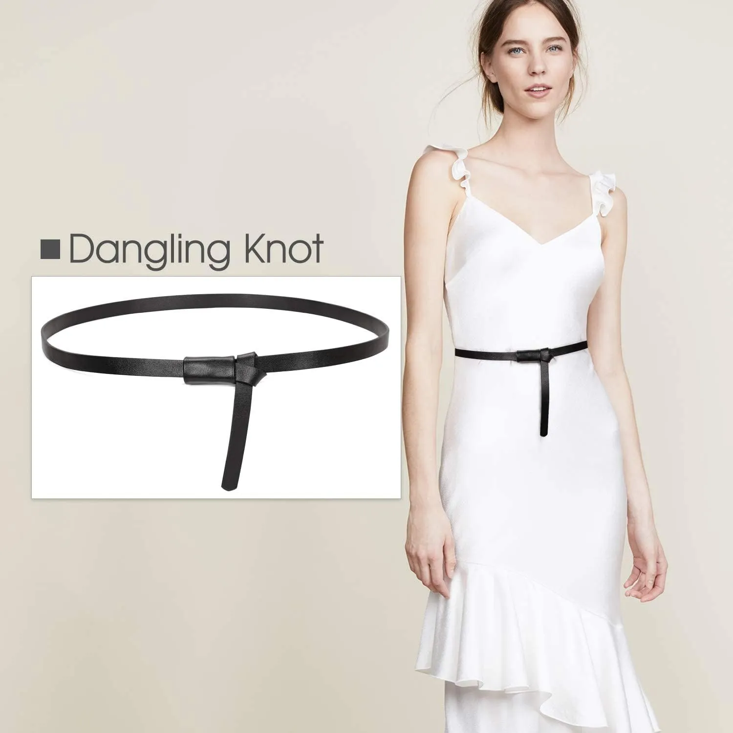 JASGOOD Women PU Leather Skinny Belt for Dress Adjustable Thin Waist Belt for Lady