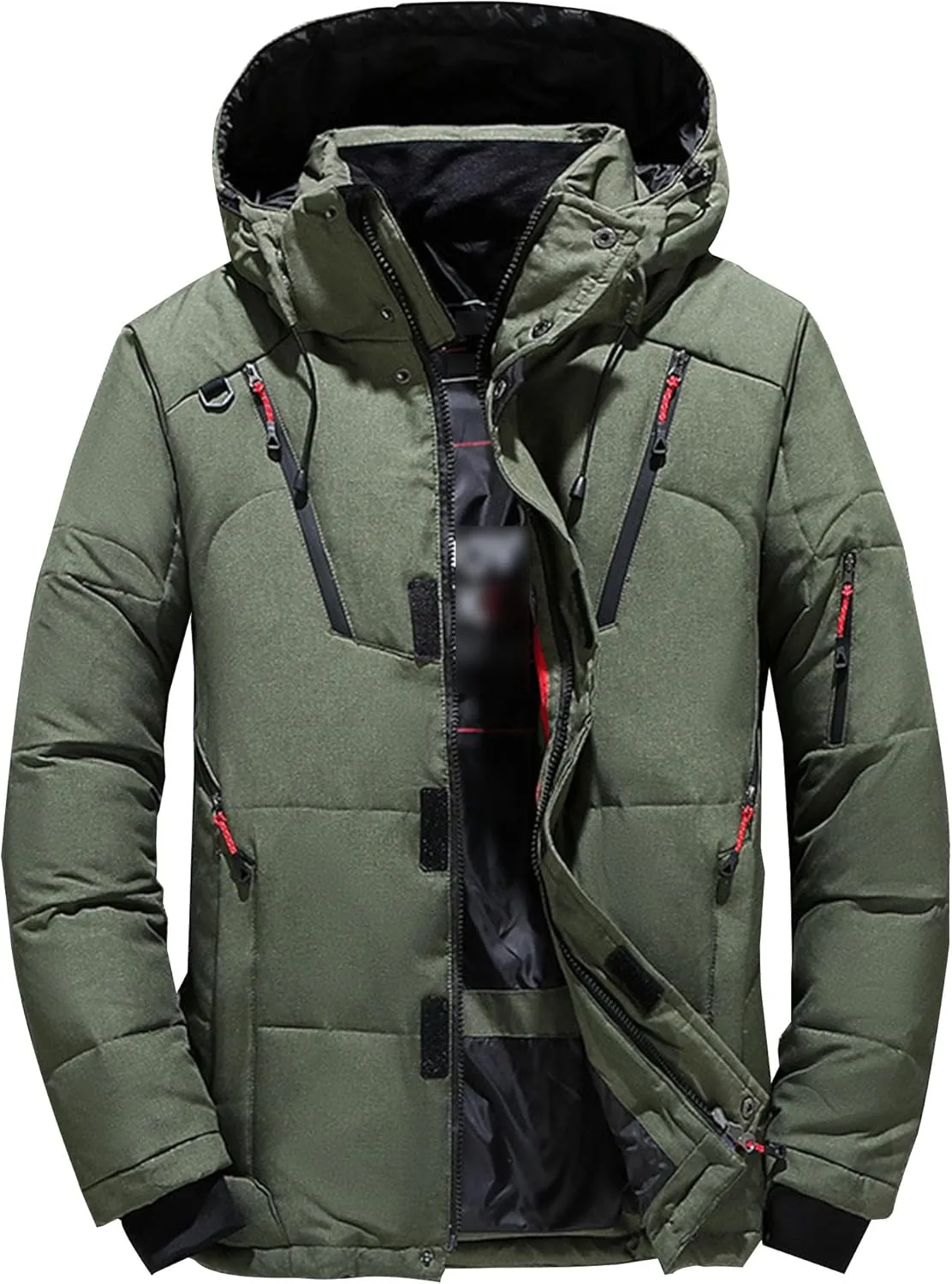 JEsilunmaMY Men's Thicken Outdoor Winter Puffer Jacket Warm Parka Padded Jacket With Fur Hood Windproof Puffy Snow Ski Coat