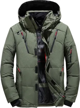 JEsilunmaMY Men's Thicken Outdoor Winter Puffer Jacket Warm Parka Padded Jacket With Fur Hood Windproof Puffy Snow Ski Coat