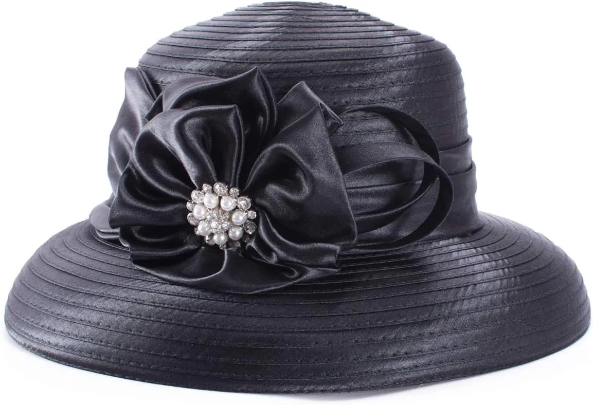Lawliet Women Satin Ribbon Dressy Church Couture Bridal Wedding Occasion Sun Hats A585