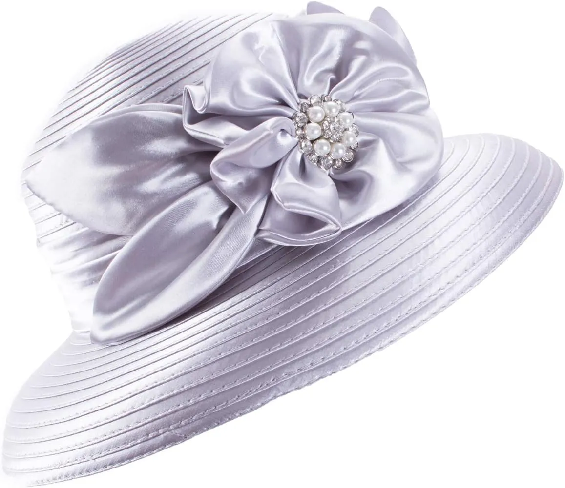 Lawliet Women Satin Ribbon Dressy Church Couture Bridal Wedding Occasion Sun Hats A585