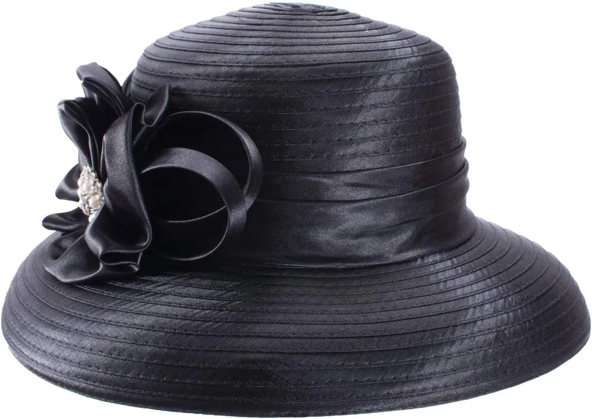 Lawliet Women Satin Ribbon Dressy Church Couture Bridal Wedding Occasion Sun Hats A585