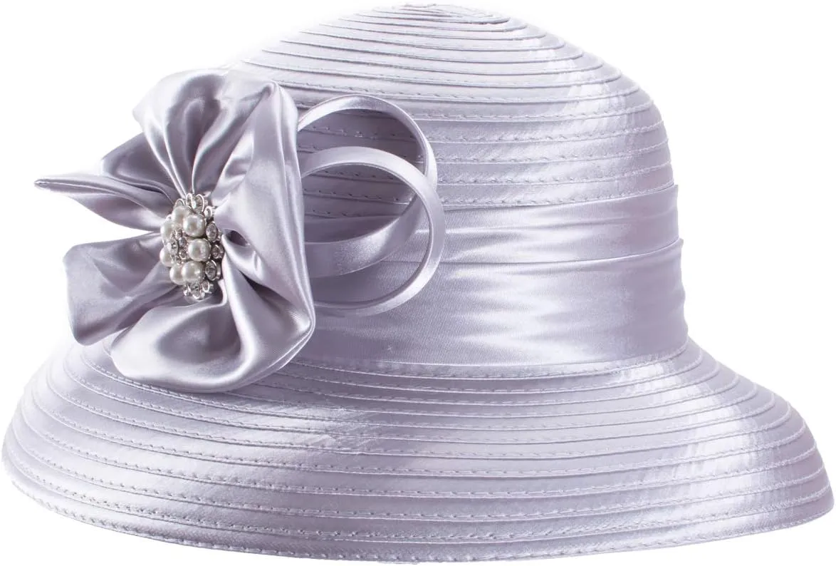 Lawliet Women Satin Ribbon Dressy Church Couture Bridal Wedding Occasion Sun Hats A585
