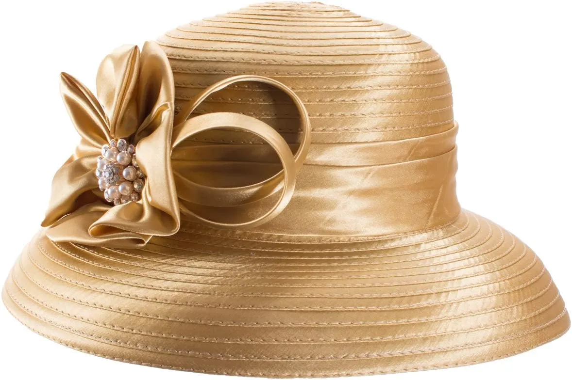 Lawliet Women Satin Ribbon Dressy Church Couture Bridal Wedding Occasion Sun Hats A585
