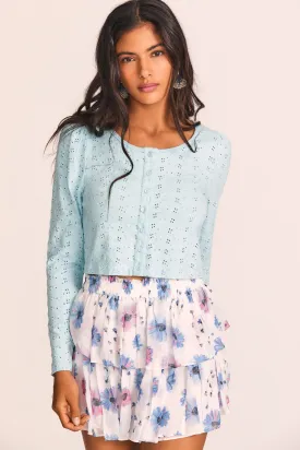 Love Shack Fancy - Jonah Crop Cardigan in Powder Blue