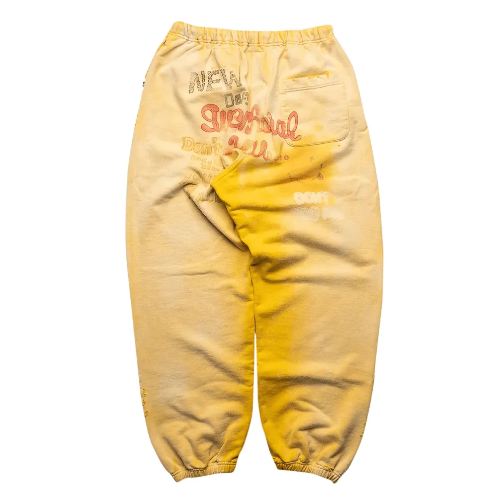 Maison Mihara Yasuhiro Bleached Smiley Face Sweatpants Yellow